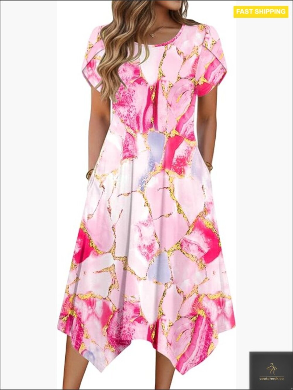 Flowy Midi Sundress Casual Boho Chic Summer Dress with Pockets Loose Fit